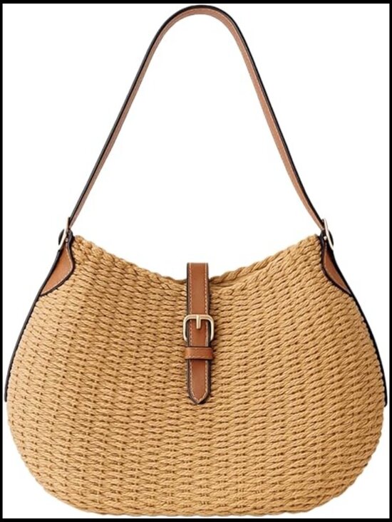 Handbags - Straw Shoulder Bag Summer Beach Bag Handmade Adjustable Strap Satchel